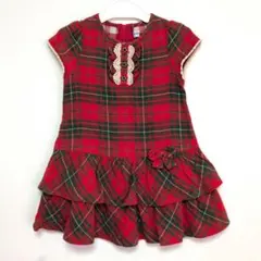 MIKI HOUSEミキハウス　ワンピース　赤チェック柄　110