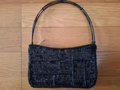 ビーズ装飾 ブラック クラッチバッグ