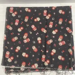 ⭐︎レア⭐︎可愛いマトリョーシカ　綿麻生地　黒✖️赤　110cm✖️50cm