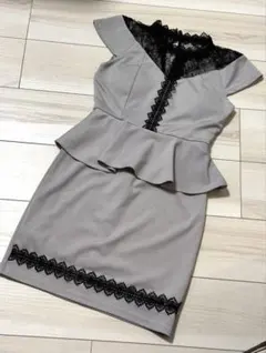 dazzy store グレーペプラムドレス S キャバドレス