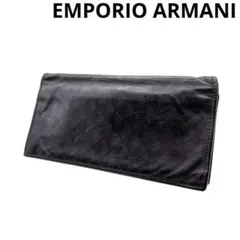 【EMPORIO ARMANI】 エンポリオアルマーニ 長財布 ブラック レザー