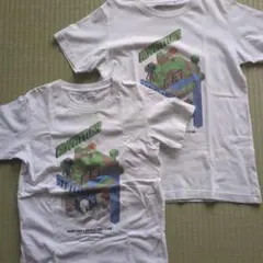 ユニクロMinecraftマイクラTシャツ2枚140150ペア兄弟お揃いホワイト
