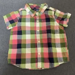 【タグ付き】ベビーギャップ　ブロックチェック　半袖シャツ　90cm