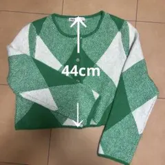 【1月まで出品】ZARA 緑と白のダイヤモンド柄カーディガン M