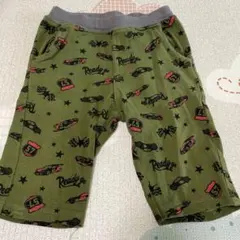 オリーブグリーン 車プリント ハーフパンツ 120
