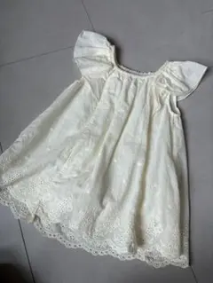 ベビー用 フリル袖 刺繍ワンピース ホワイトのサムネイル