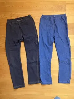 美品☆ユニクロ　デニムライクレギンスパンツ2枚セット☆120センチ