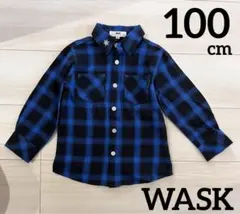 wask 青チェックシャツ