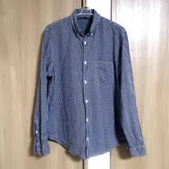 無印良品 ギンガムチェックシャツ XL 青