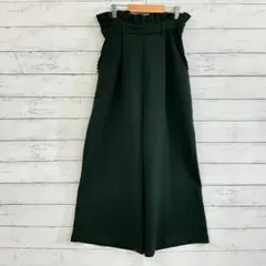 アルシーヴ ボトムス ワイドパンツ 体型カバー バックウエスト ポケットあり 緑