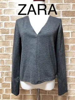 ✨美品✨ ZARA   杢グレー Ｖネック カットソー