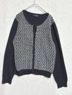 黒と白のツイードカーディガン　Ｌ　❗️早い者勝ち❗️激安‼️