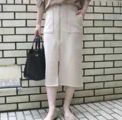 LAVEANGE ラビアンジェ　スエードファスナータイトスカート　ベージュ　4L