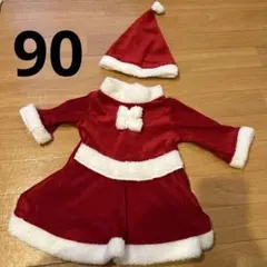 女の子赤いサンタコスチューム 90cm 帽子付き
