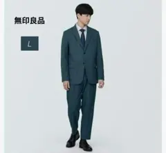 <美品> 無印良品 シワになりにくいストレッチジャケットのみ メンズネイビー L