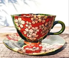 【コーヒーカップ&ソーサー 織部舞桜】美濃焼 桜 春 レトロ 日本製