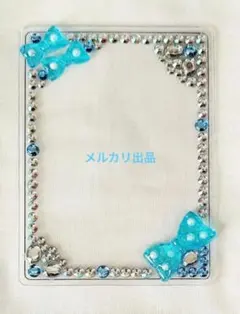 硬質カードケース デコ B8 リボン ブルー トレカケース