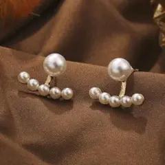 5連 プラチナパール ゴールド ピアス ２way エレガント 韓国 C716-3