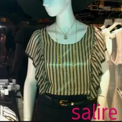 salire美品◆ストライプ柄フリルブラウス◆エムドゥ、リエンダ、トランテアン