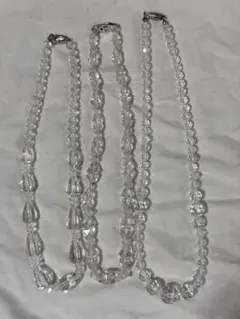 水晶クリスタルネックレス3本SILVER刻印