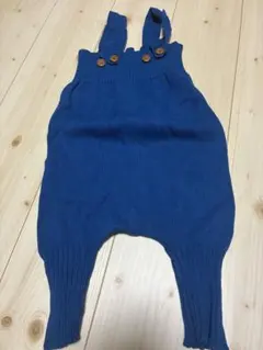 【早い者勝ち！】サスペンダー付き ニットパンツ L ブルー 綿100% 美品