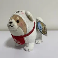 【激レア】忠犬もちしば ぬいぐるみ 手乗りサイズ 芝犬 ホワイト　ゴム紐付き