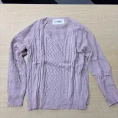 Heart Market ピンク ケーブル編み ニット M