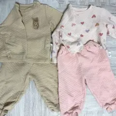 キッズ パジャマ２セット ベージュ ピンク　ユニクロ　UNIQLO 80cm