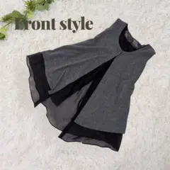 美品❗️VIANTE ノースリーブ チュニック レイヤード風 シフォン グレー