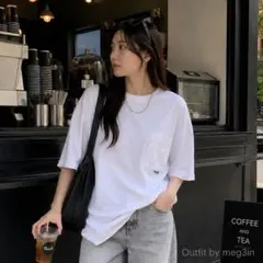 DENHAM オーバーサイズ ポケットTシャツ 白 L 日本製のサムネイル
