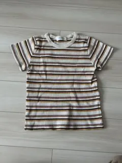 リブ編み ストライプ 半袖Tシャツ