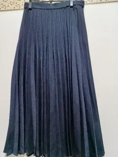 anyFAM ダークブルー プリーツロングスカート