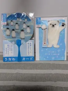 Sanrio　温度計付き　サマーカード　しろくま　ペンギン　うちわのサムネイル