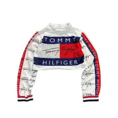 7BS3【TOMMY HILFIGER】ビーズデザイン　クロップドTシャツY2K