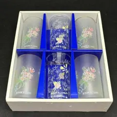 《 미사용 》 昭和 레트로 HOYAクリスタル 花柄 グラス コップ 6個セット