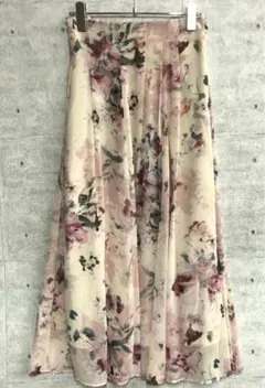 JILL古着 ビッグ フラワープリント ロング シアー フレアスカートのサムネイル