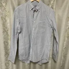 無印良品　ストライプ コットン 長袖シャツ M