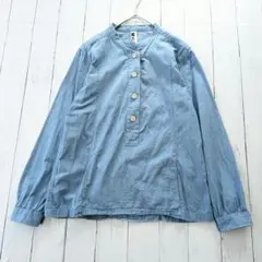 MHL. バンドカラー プルオーバー 長袖シャツ ブルーのサムネイル