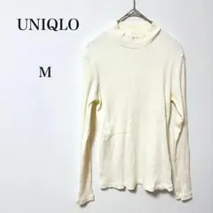 UNIQLO ユニクロ　ホワイト　リブハイネックＴ　シャツ　M