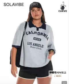 SHEIN　 ロゴ ポロシャツ グレー　4L〜のサムネイル