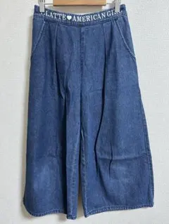 ピンクラテ　デニム ハート型ポケット ワイドパンツ S