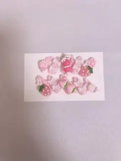 ピンク ラメ いちご さくらんぼ ネイルパーツ デコパーツ 8個 - メルカリ