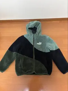 PUMA ボアパーカー キッズ 150フード付き ジャケット グリーン ブラック