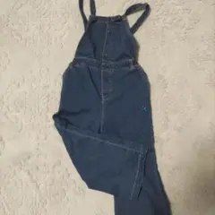デニムブルー ボタン付きオーバーオール