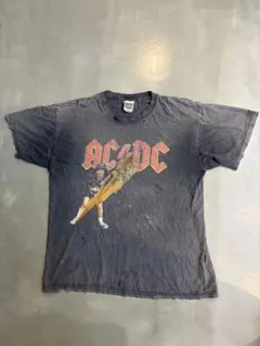 【雰囲気抜群] 90's AC/DC バンドTシャツ L フェード黒 墨黒 Y2のサムネイル