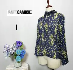 ナラカミーチェ　極上美品　透け感有　長袖ブラウス　総柄　Мサイズ