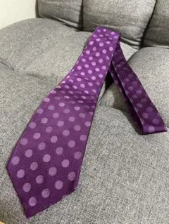 紫 ドットデザイン シルクネクタイ
