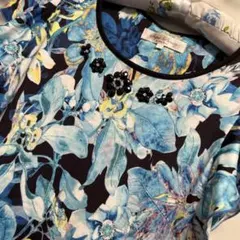 極美品　スーパービューティー 42 チュニック 花柄　ブルー系のサムネイル