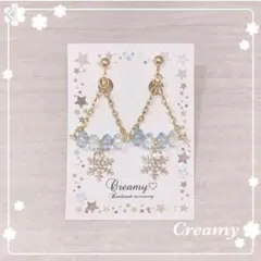 揺れる雪の結晶イヤリング♡