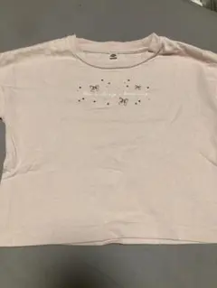 ピンク 蝶と星のプリント Tシャツ 長袖